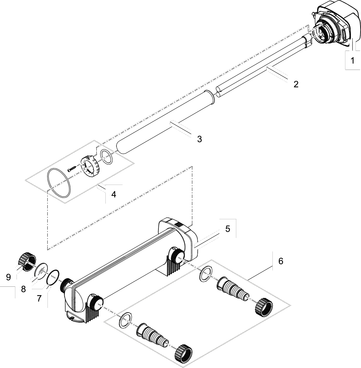 Tube Quartz D44 x 518 avec rebord - Pièces détachées pour Oase