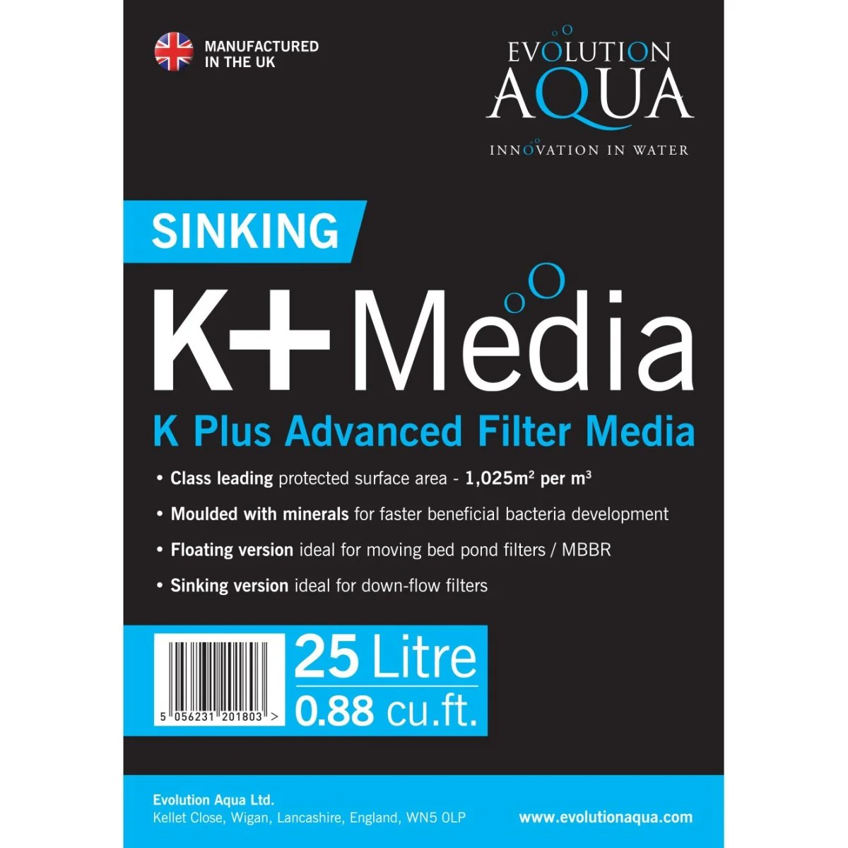 K+ Filter Media Zwart 25 liter zinkend