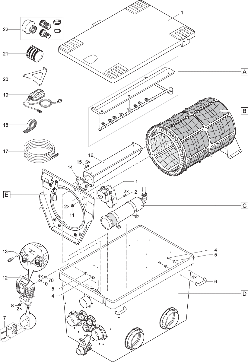 Mod. deksel trommelfilter XL