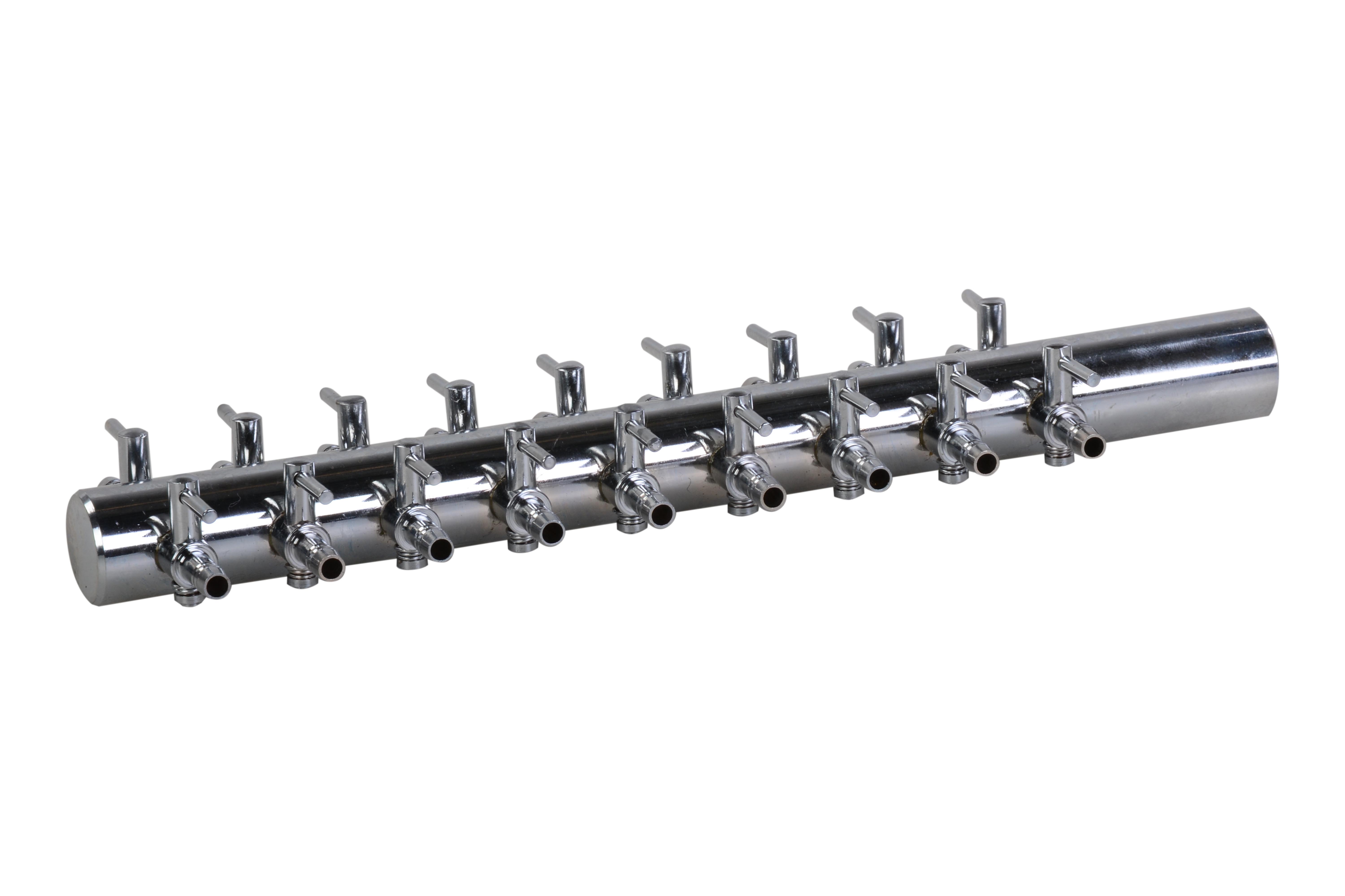 Luftverteiler für 4 mm 18 Ausgänge mit Kranmessing